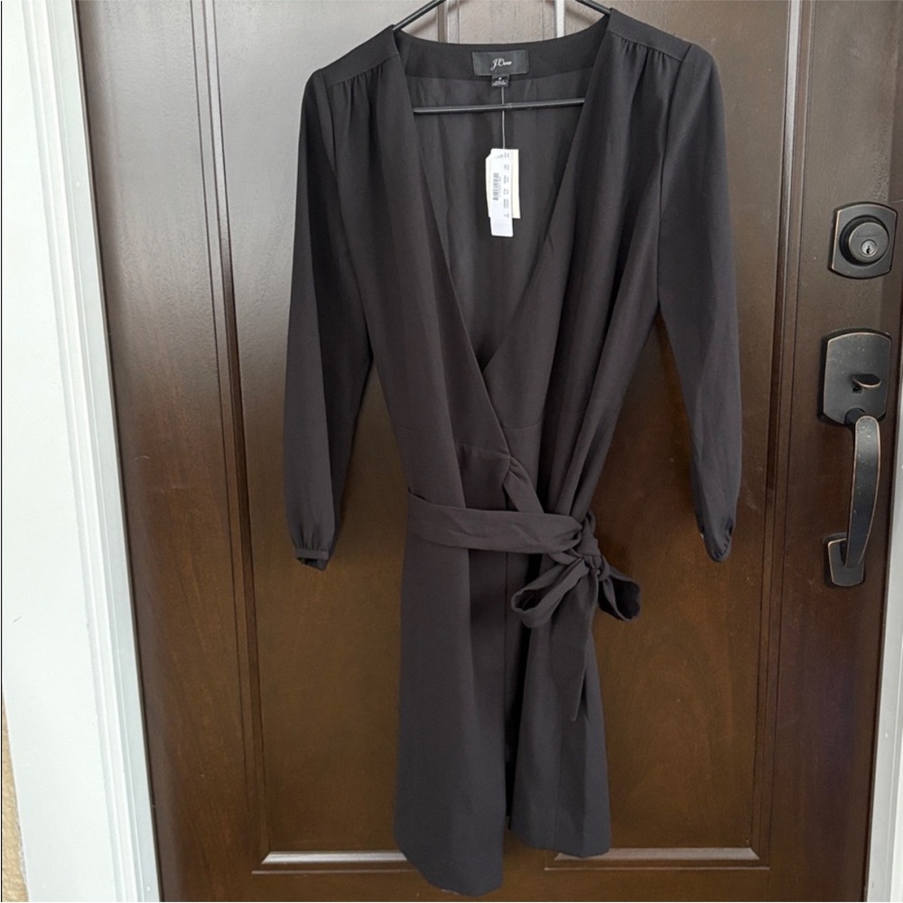 NWT J. Crew Wrap Dress 365 Crepe Black Women’s Size 2 - Picture 5 of 11